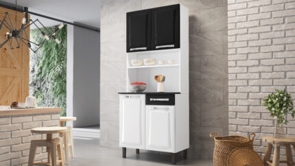 Kit Cozinha Itatiaia Pratika - 0,80Cm - Branca / Preta