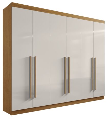 Guarda Roupas 6 portas Da Vinci Plus- 2,75 Mts -Cor Cinamomo / Off White