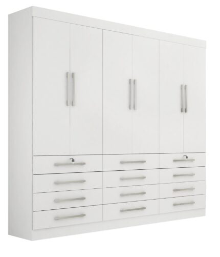 Roupeiro Mônaco 6 portas - 2,40 Mts - Cor Branco