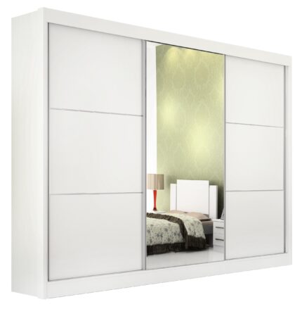 Roupeiro Los Angeles liso - 3 Portas Deslizantes - 2,73 Mts - Cor Branco