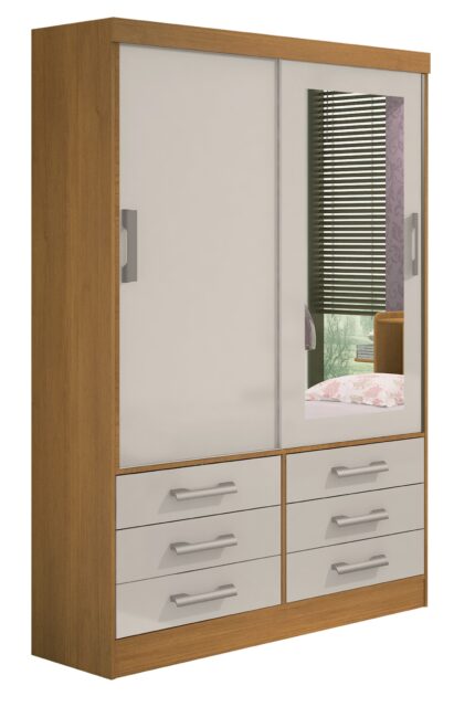Roupeiro Meridian 2 Portas - Cinamomo / Off White- 1,35 Mts
