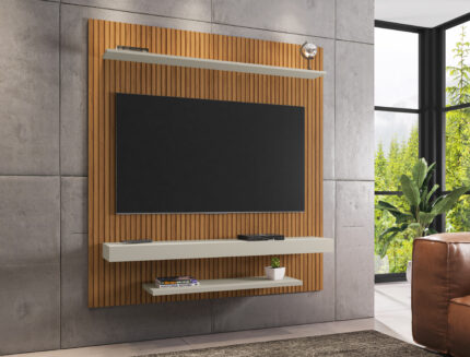 Painel Leme - Para Tv´s até 60" - 3D impressão Ripado / Off White