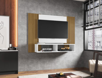 Painel Navi - Para Tv´s até 42" - Branco / Impressão 3D Ripado