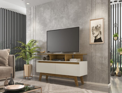 Rack Rubi 1,20M - Para Tvs até 50" -Cinamomo / Off White