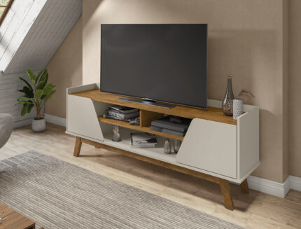 Rack Turim 1,60M - Para Tvs até 65" - Off White / Naturalle